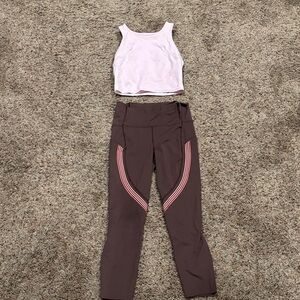 Lululemon Athletica Pink and Brown Activewear Set